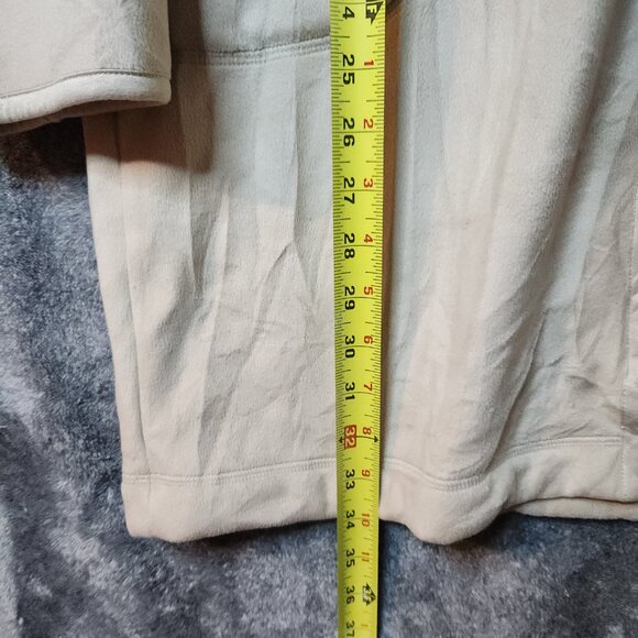 Uniqlo Jacket Womens XL Tan Cream Suede Faux Fleece Longline Coat Hood Sherpa - Picture 8 of 8